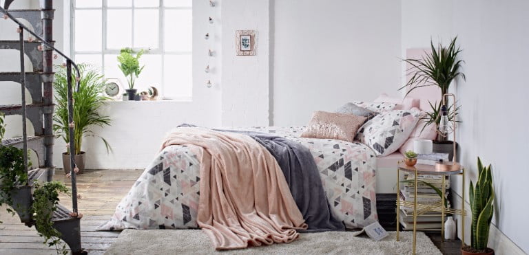 Primark minimulux back to college pink grey bedding