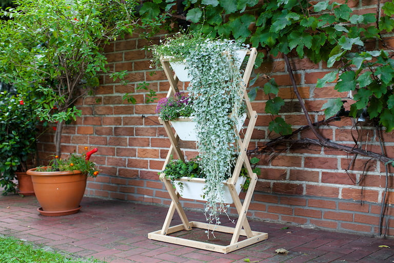 Wood and White Plastic Vertical Garden