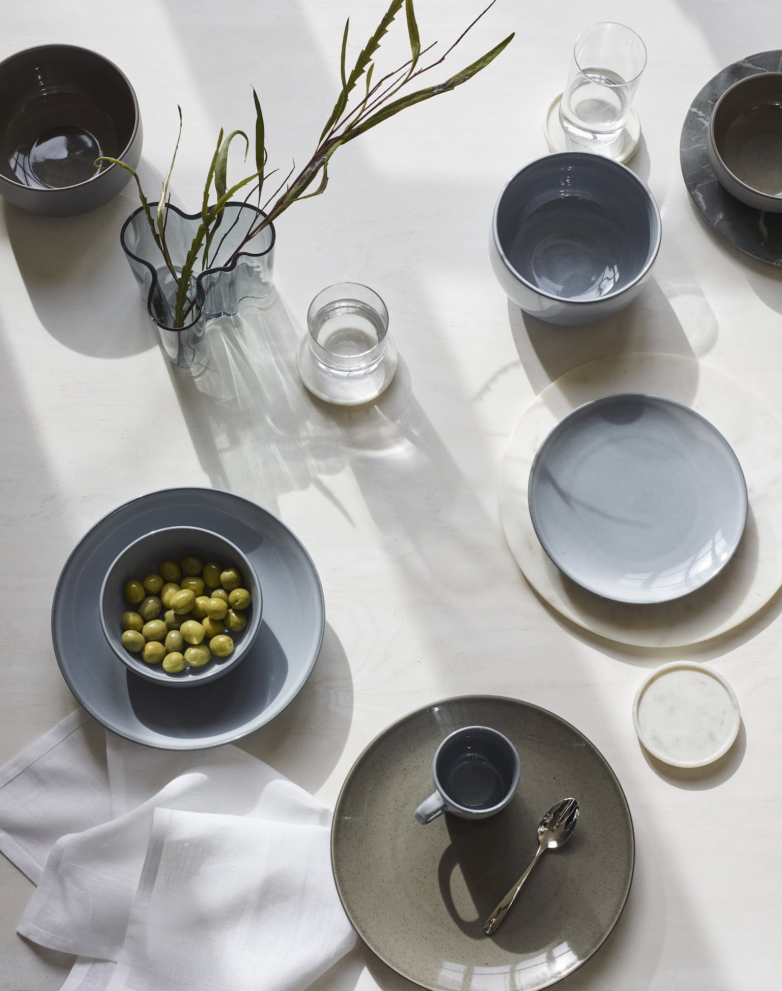 John Lewis Plates and Mugs Earth Tone Blues