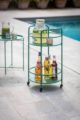 Round metal drinks trolley for outdoor use