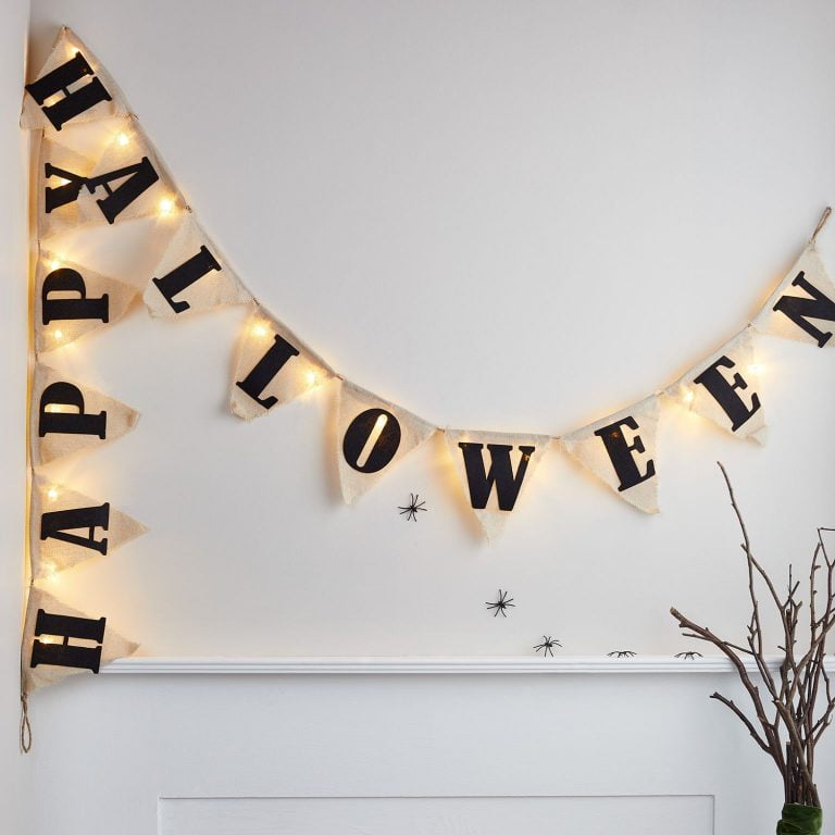 Happy Halloween light-up bunting with LED lights.