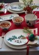 Christmas festive illustrated scene dinnerware
