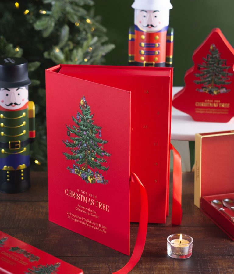 Red advent calendar filled with scented tealights