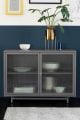 Dark Grey Metal and Frosted Glass Sideboard by Next