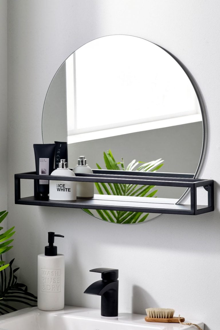 Round Mirror with Black Shelf by Next