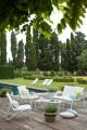 Modern white outdoor lounge set. Paris White Lounging Sofa Set | In Two Homes