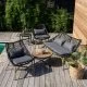 Modern black and wooden rattan rope effect outdoor dining set with coffee table. Helsinki 5 piece living set | In Two Homes