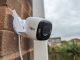 White and black Wi-Fi Outdoor Security Camera with Tapo logo.