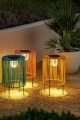 Solar rope lights in three colours including orange, yellow and teal.
