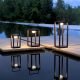 Modern rectangular floor standing solar lights.