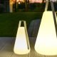 Triangular rechargeable light for the garden which gives off a gentle warm glow.
