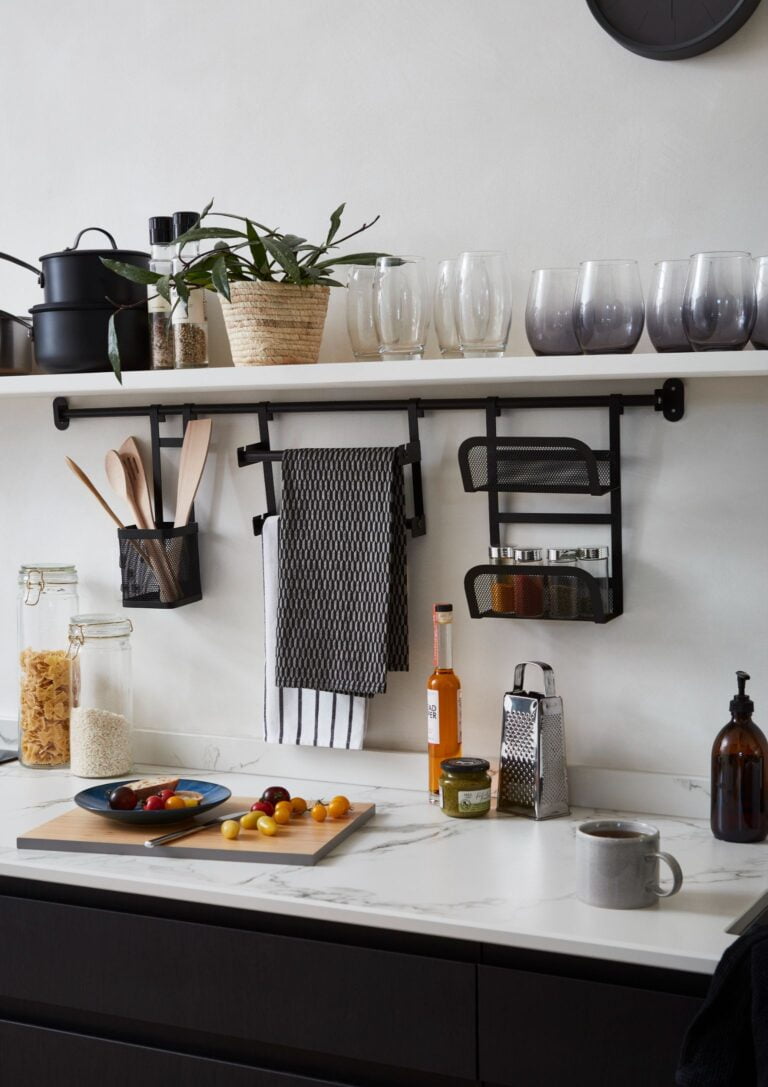 Dunelm - Monochrome kitchen with black and white accents