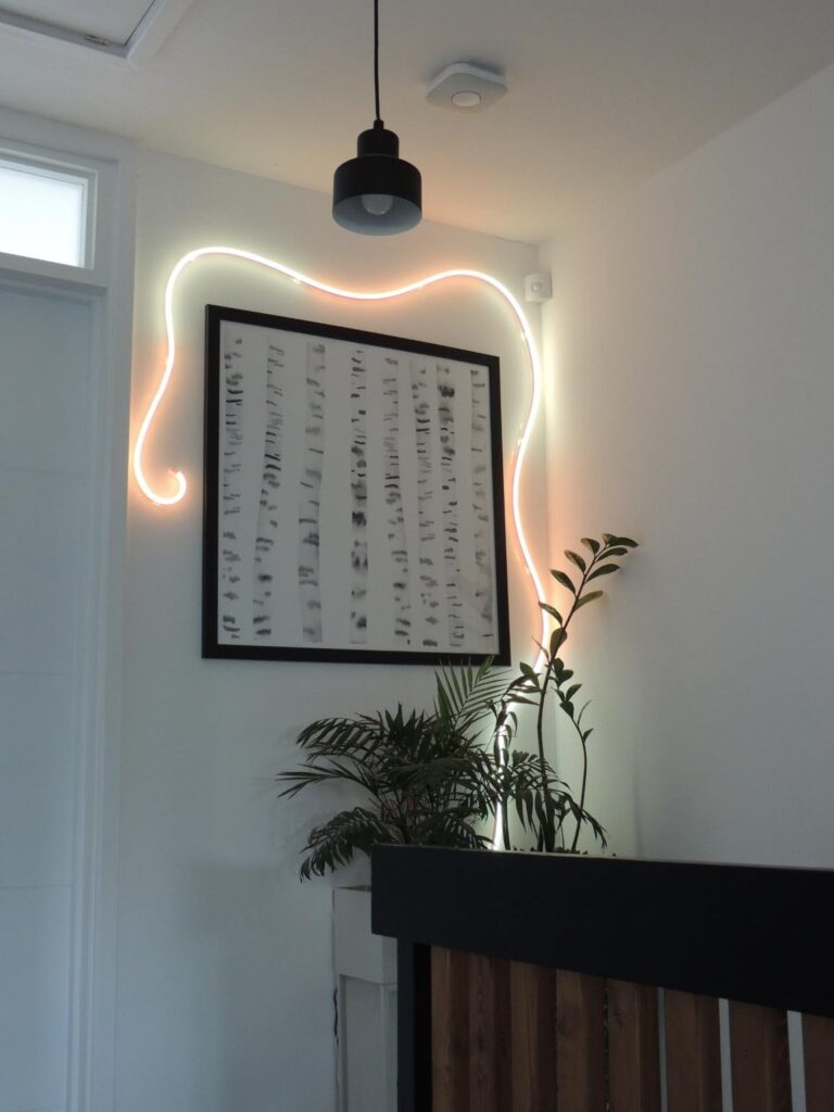 Lepro N1 Smart AI Neon Light on wall in swirly style.