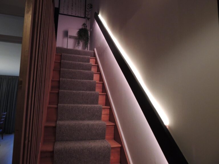 Lepro N1 Smart AI Neon Light on staircase bannsiter.