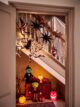 Halloween lights on staircase.