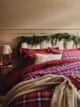 Brushed red check bedding set with a faux mohair throw from Marks and Spencer.